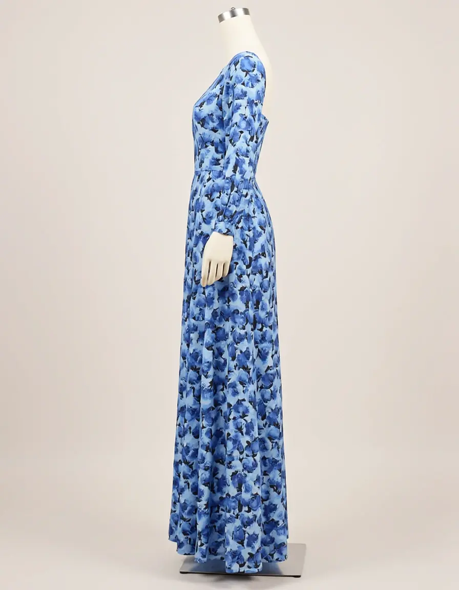 Vestido largo estampado floral tonos azules