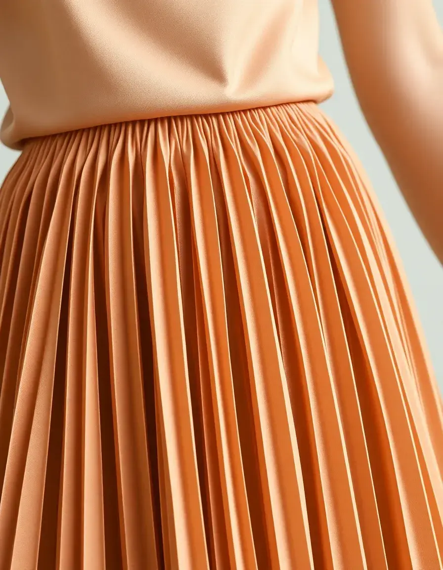 Vestido falda plisada color champagne