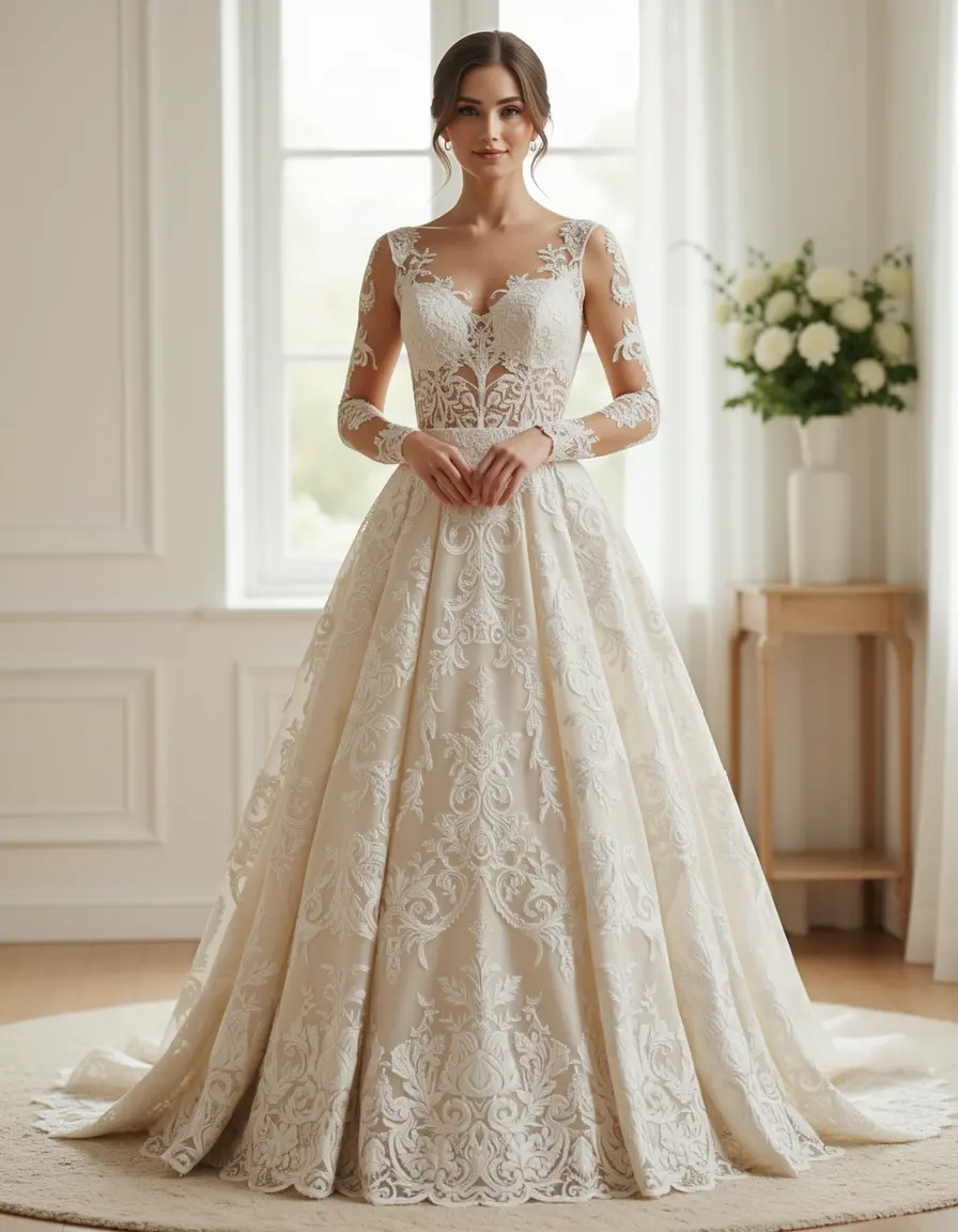 Vestido de madrina de encaje elegante