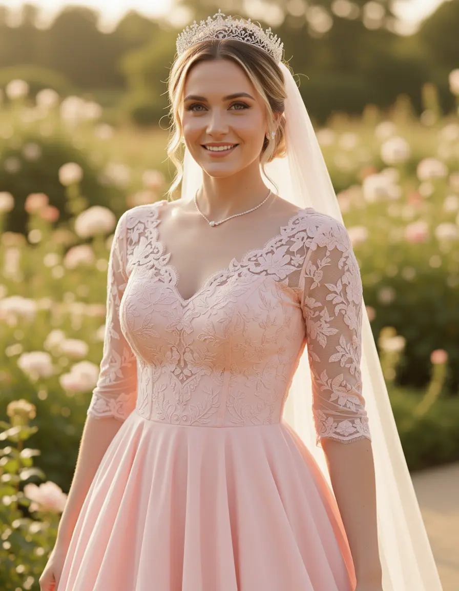 Vestido de madrina rosa suave femenino