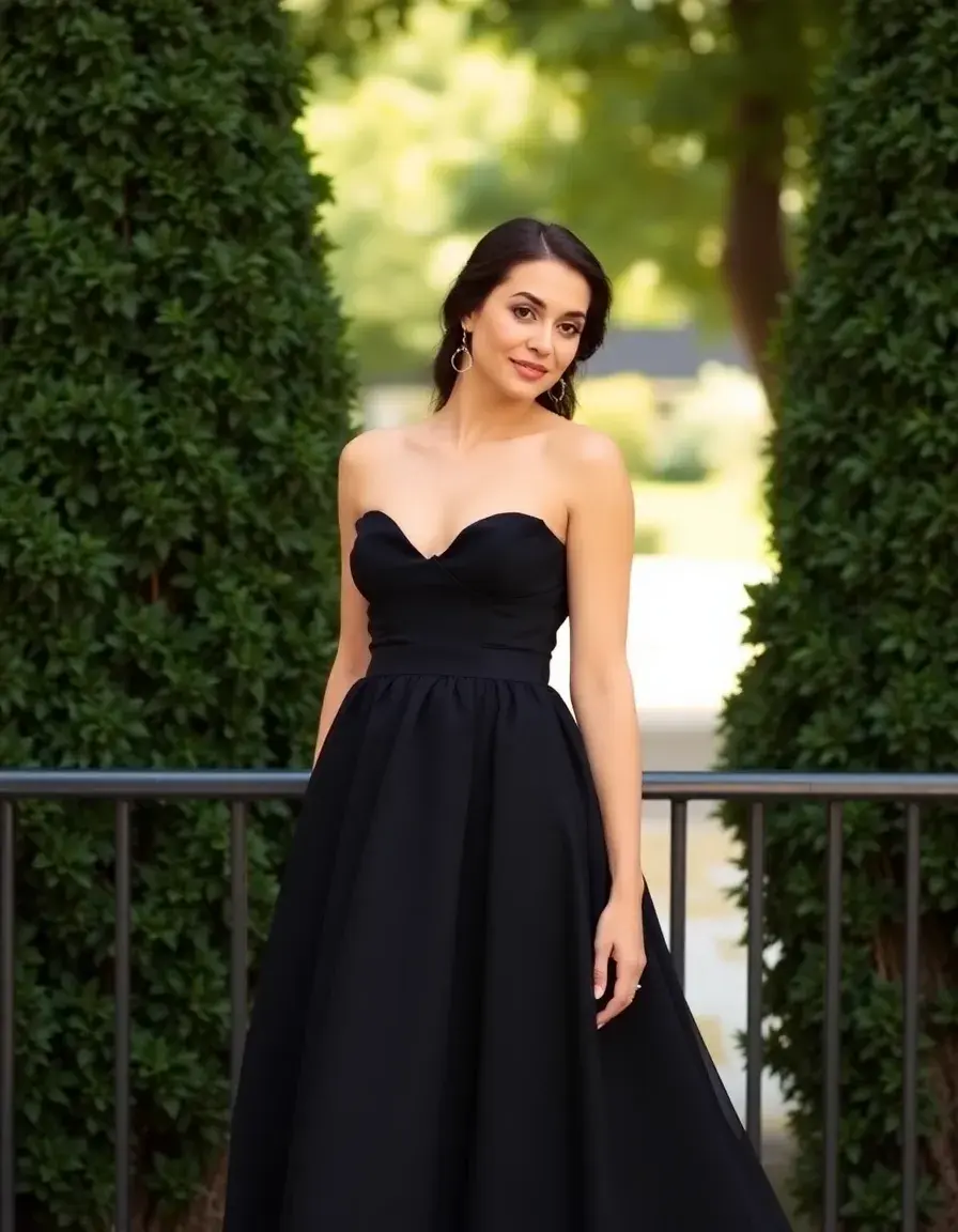 Vestido clásico negro para madrina de boda