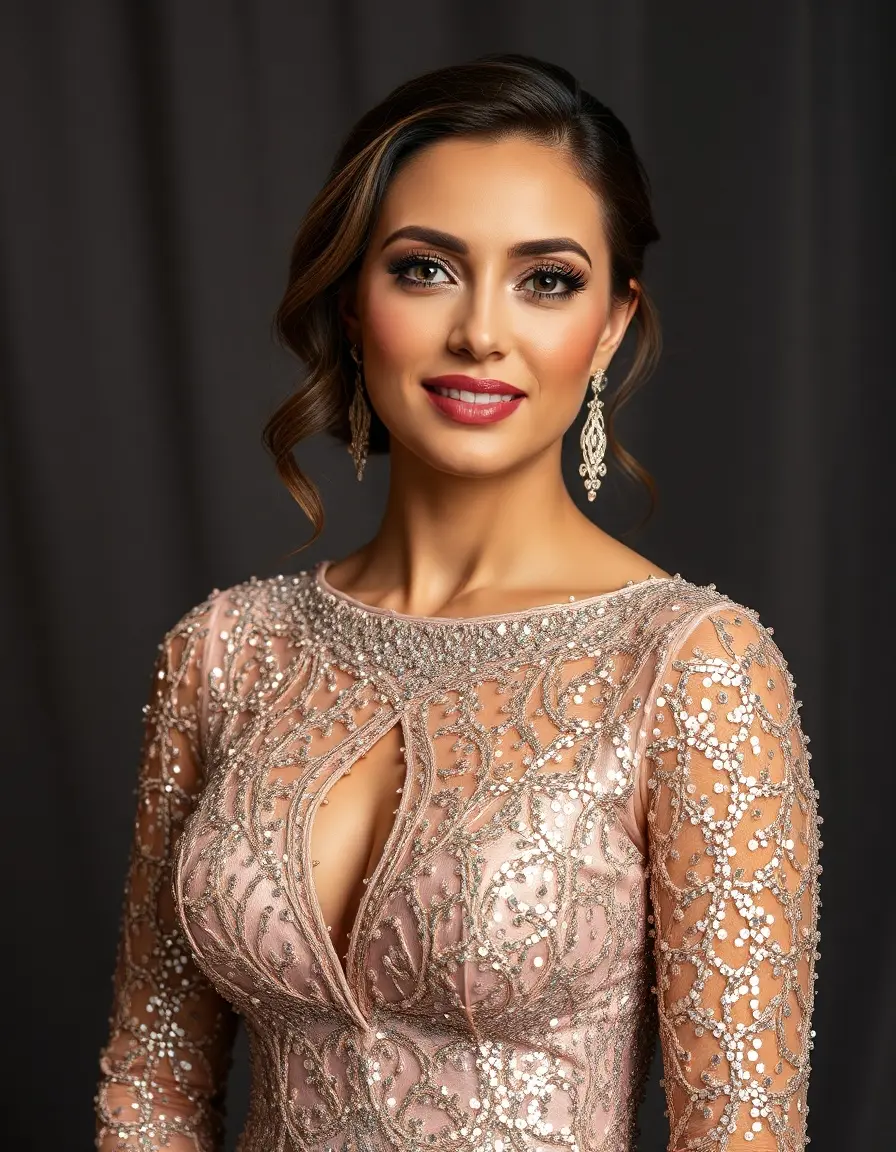Vestido de madrina con lentejuelas brillantes