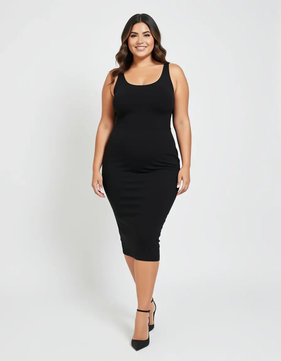Vestido bodycon negro para tallas grandes