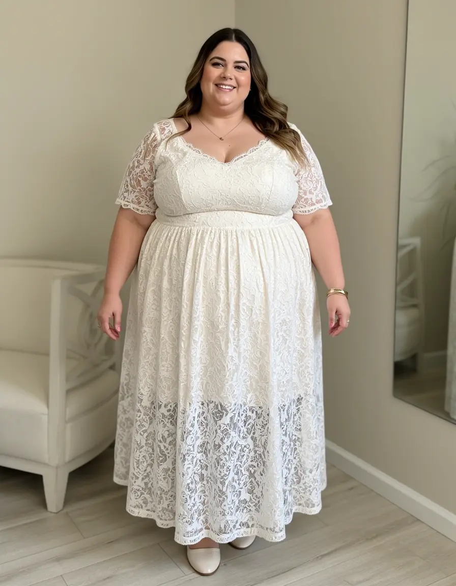 Vestido de encaje delicado para mujer curvy