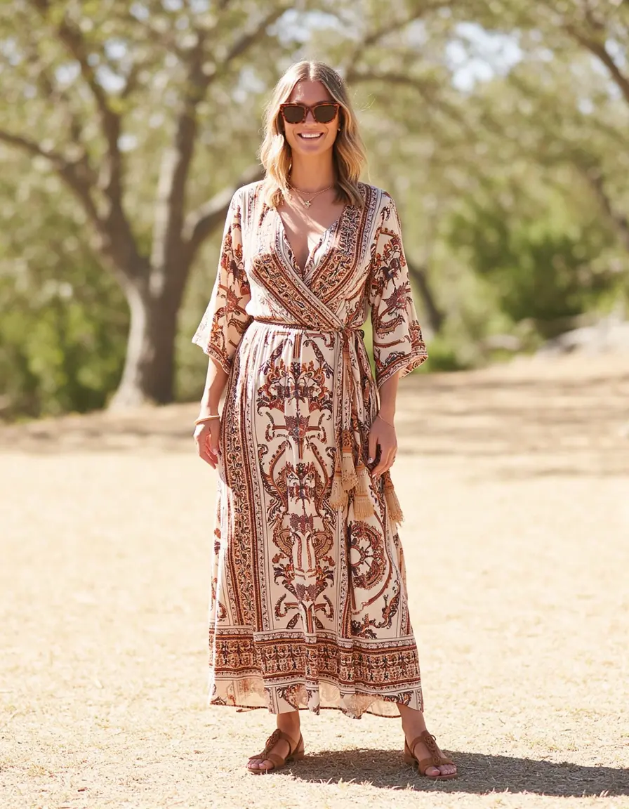 Boho Chic Wrap Dress estampado