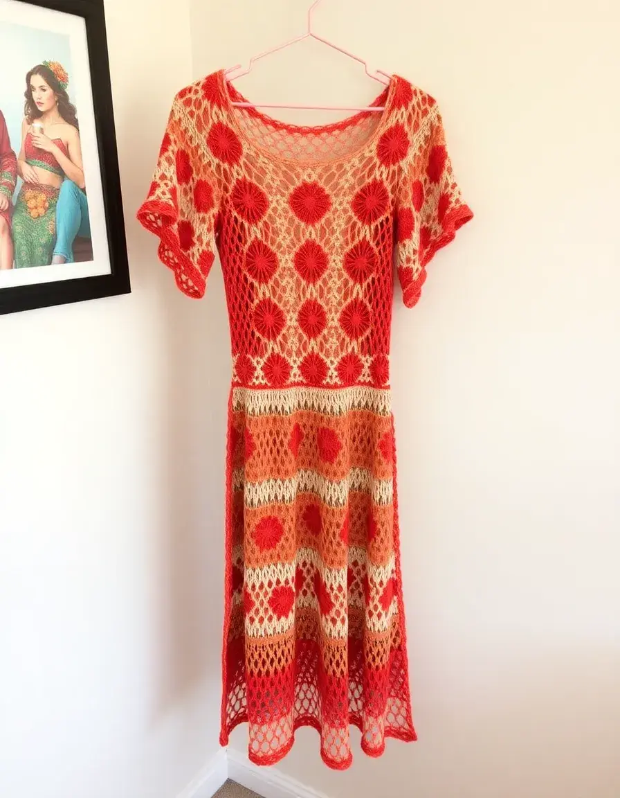 Vestido bohemio de crochet artesanal