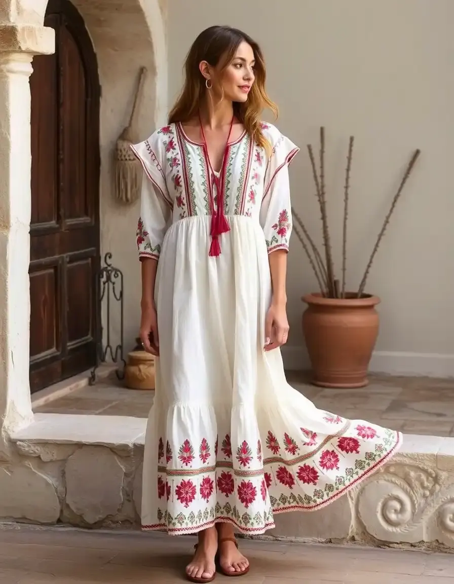Embroidered Boho dress artesanal