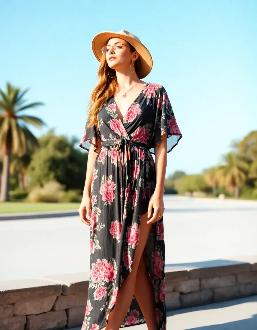 Floral Boho Wrap dress cruzado
