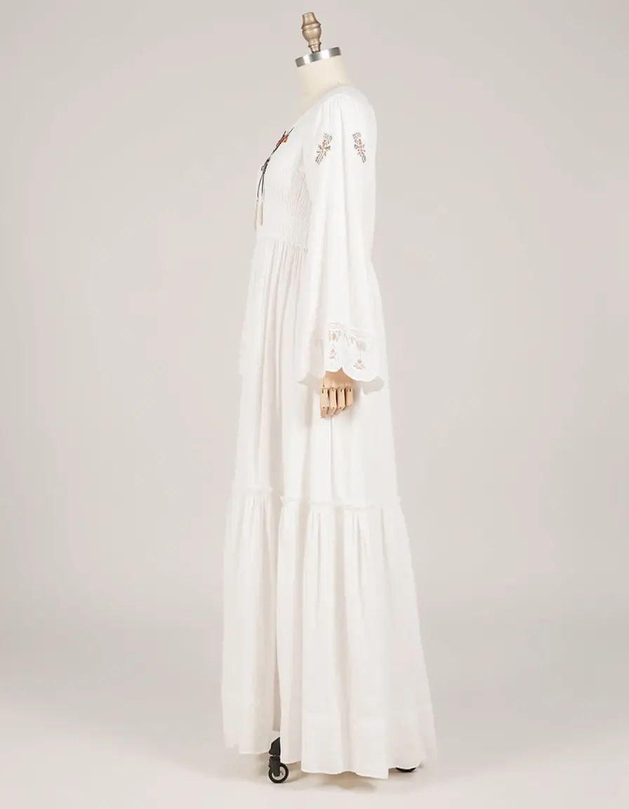 Vestido maxi blanco estilo boho