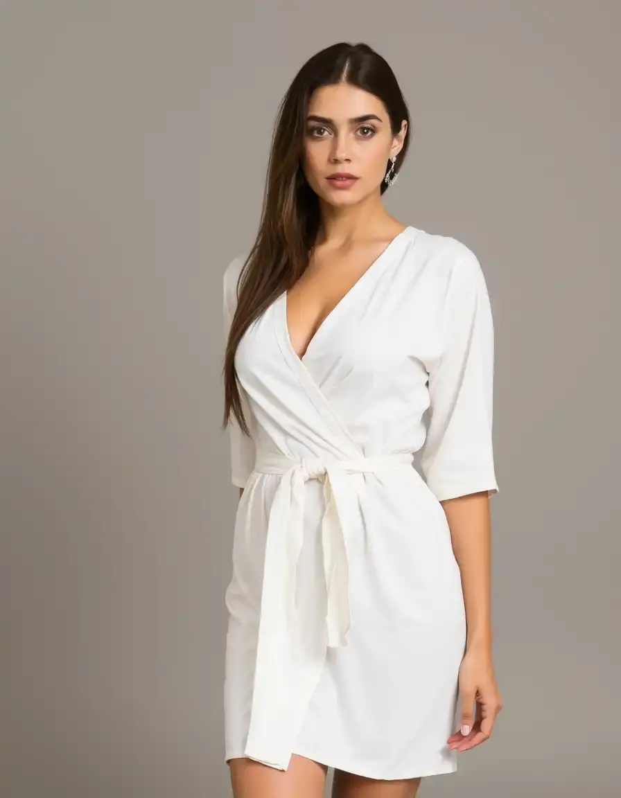 Vestido blanco cruzado con cinturón