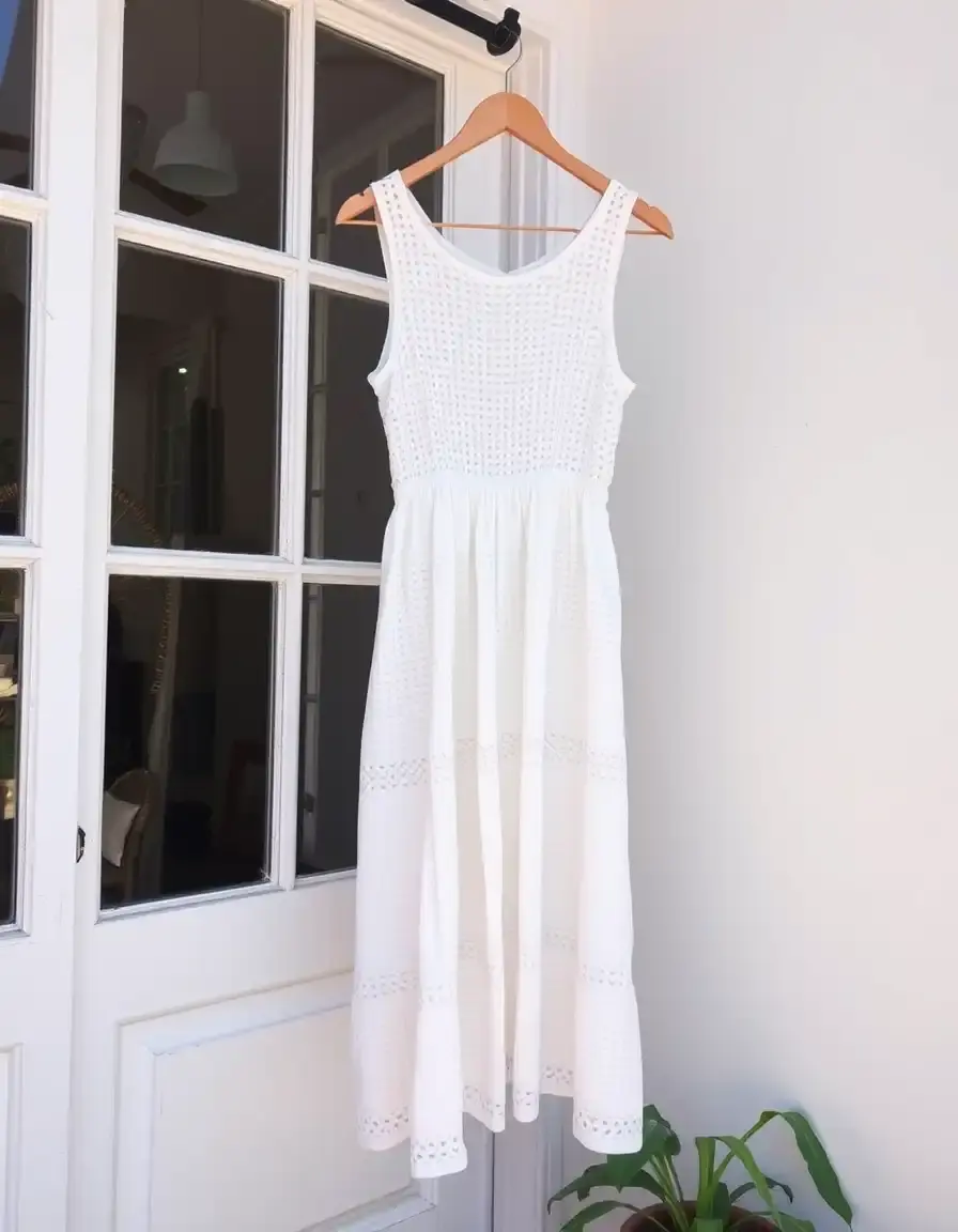 Vestido blanco con bordado suizo