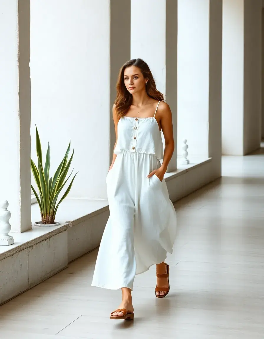 Vestido de lino blanco casual