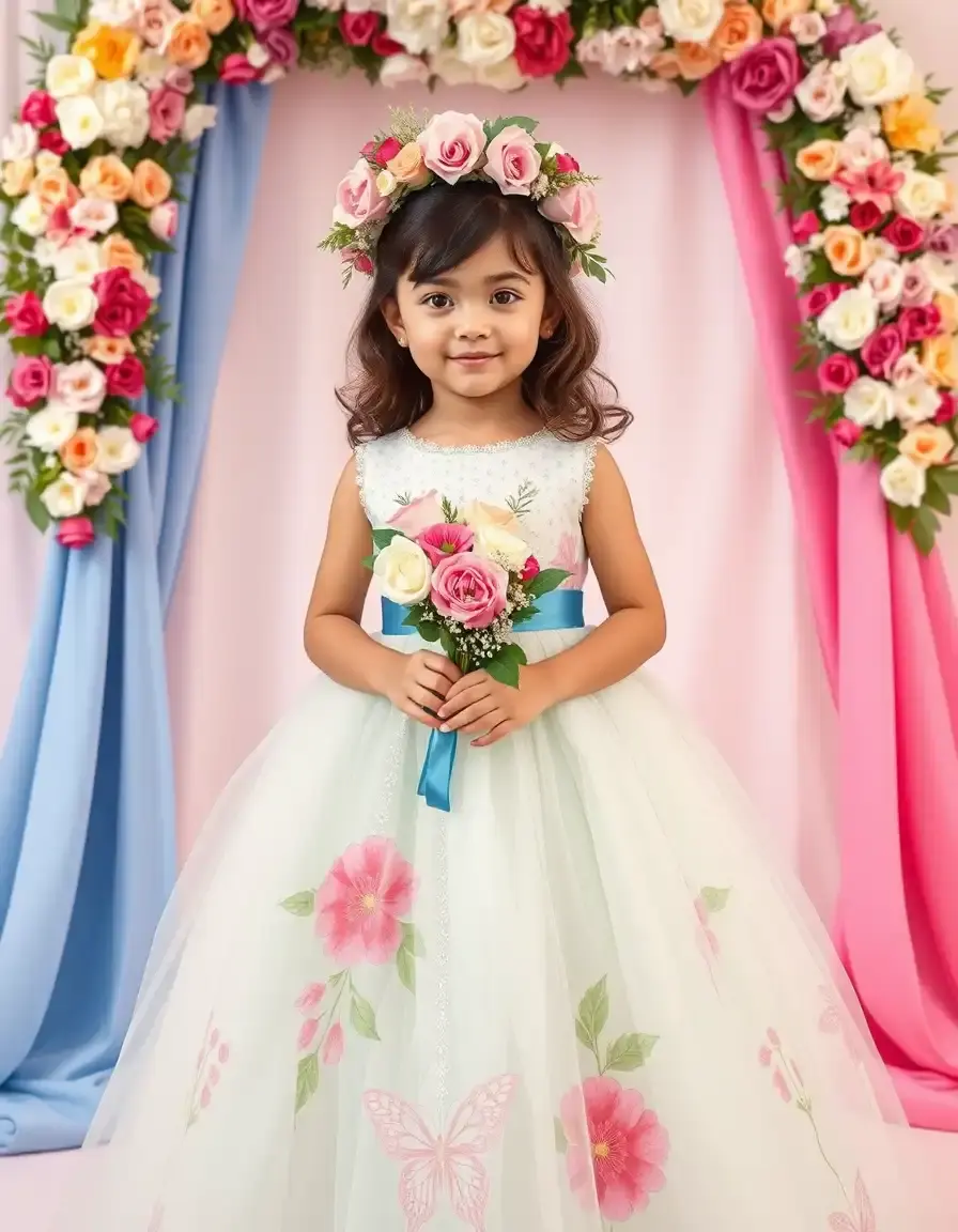 Vestido estampado floral colorido para niñas