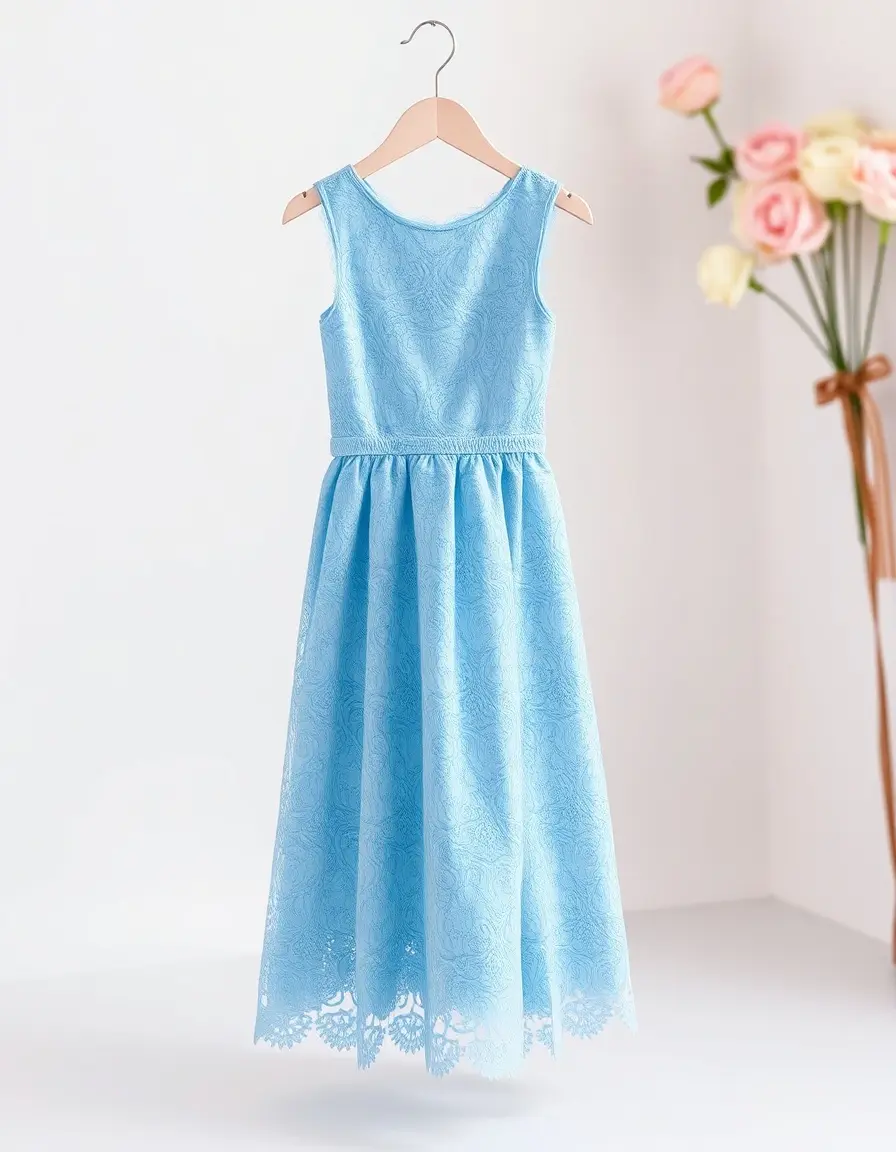 Vestido de encaje azul cielo para ceremonias