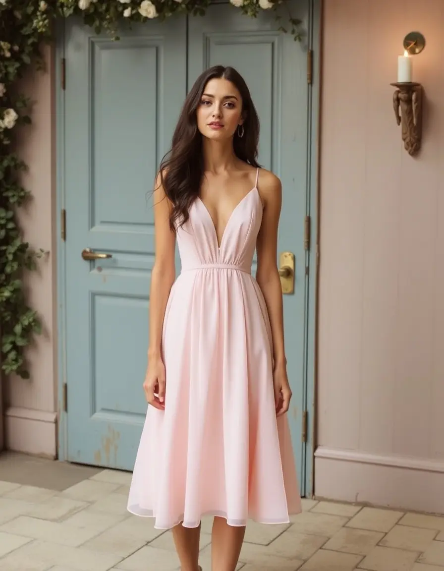 Vestido midi en tonos pastel para niñas