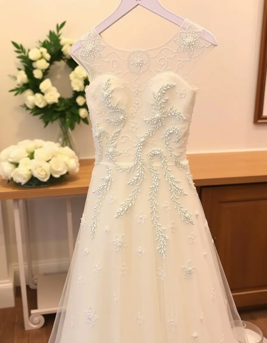 Beaded Communion Dress con pedrería