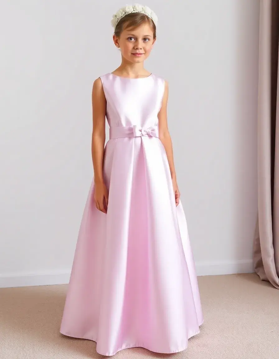 Smooth satin communion dress minimalista