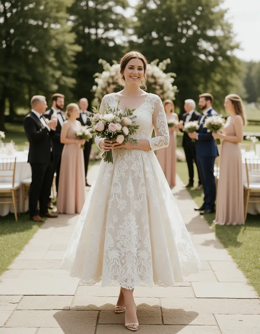 Vestido midi de encaje elegante para invitada