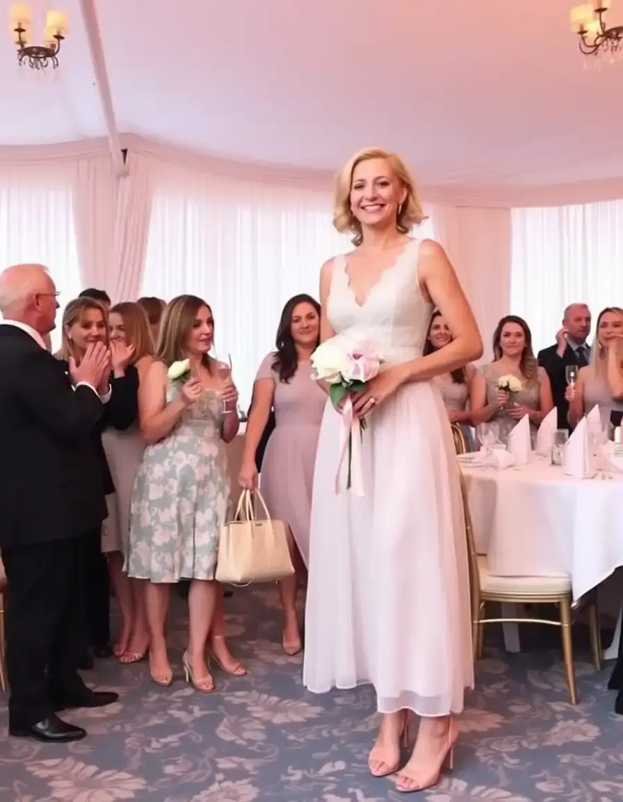Vestido midi en tonos pastel para boda