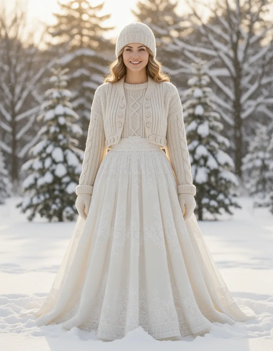 Vestido mezcla de lana elegante para invitada