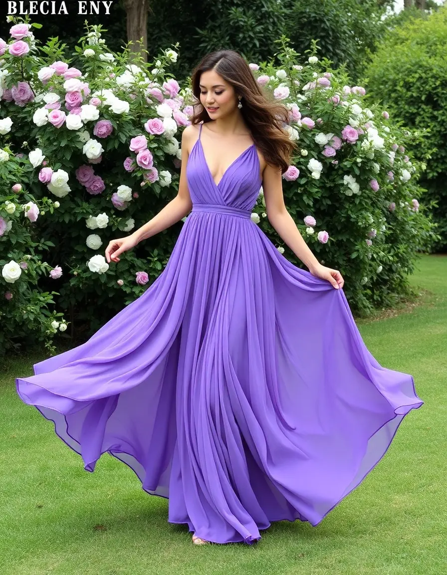 Vestido largo fiesta gasa vaporoso