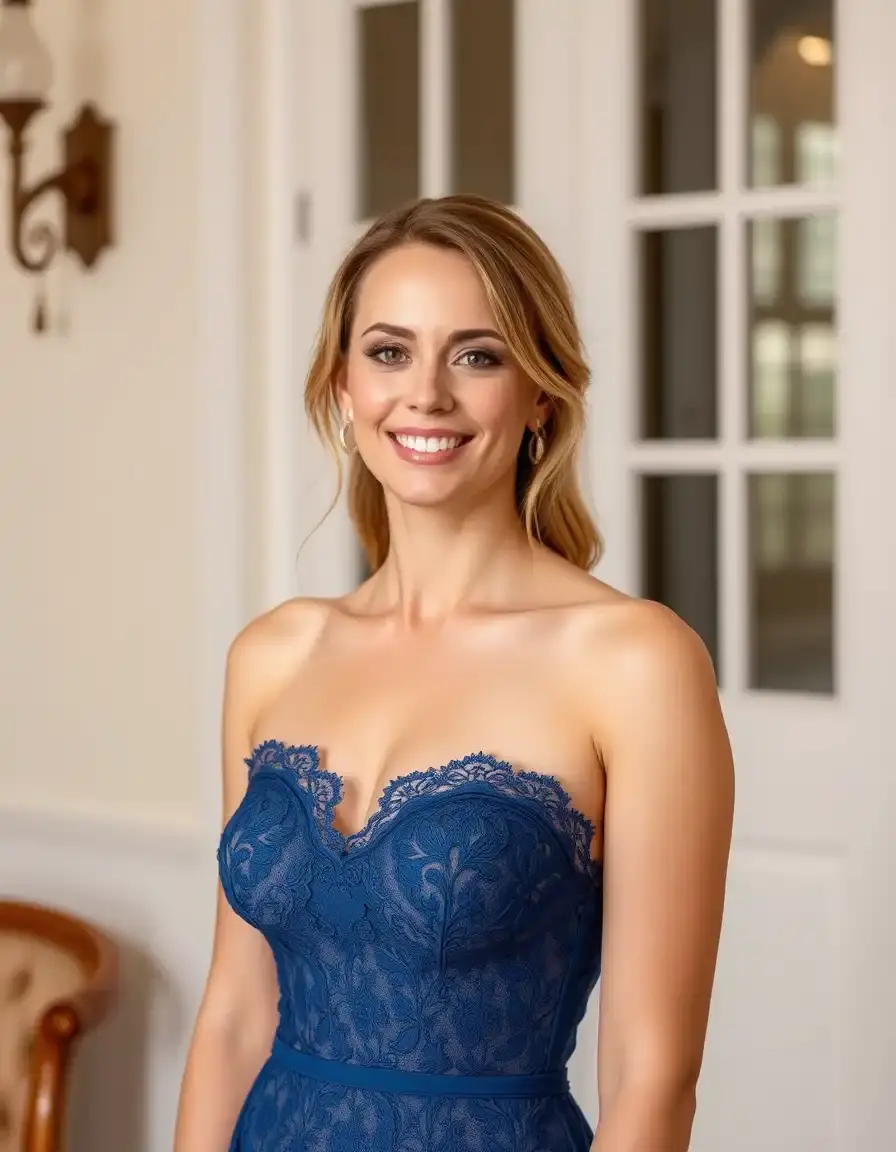 Vestido Invitada Encaje Azul