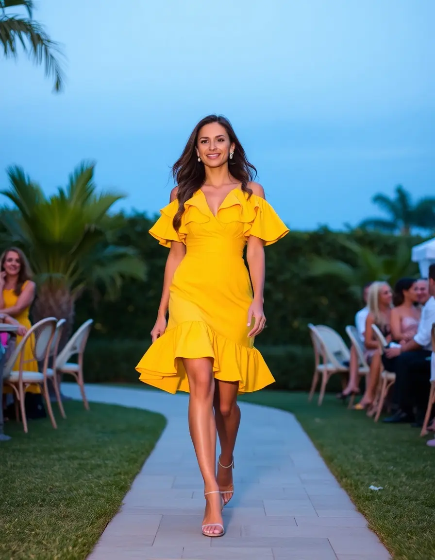 Vestido Invitada Volantes Amarillo