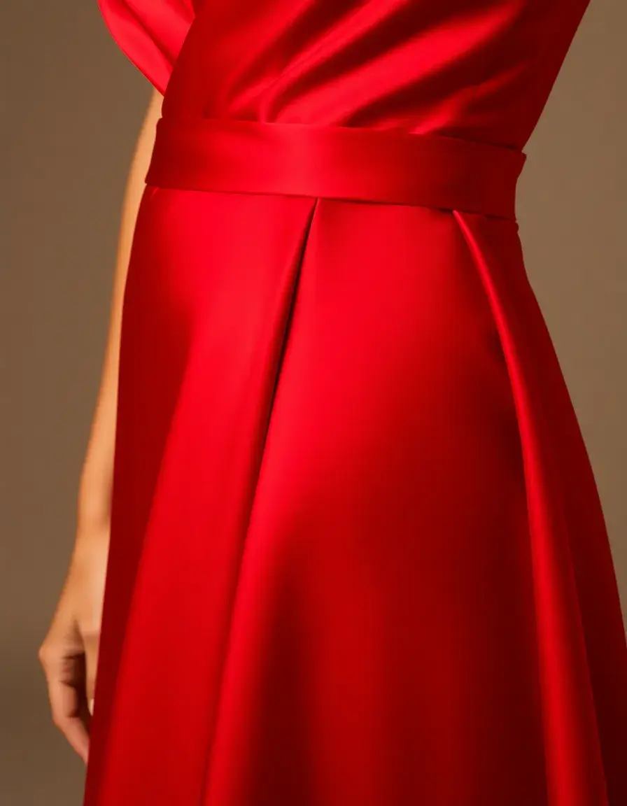 Vestido Invitada Satén Rojo