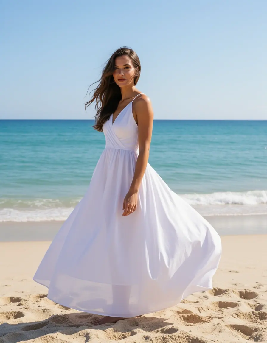 White Beach Maxi Dress fluido y elegante