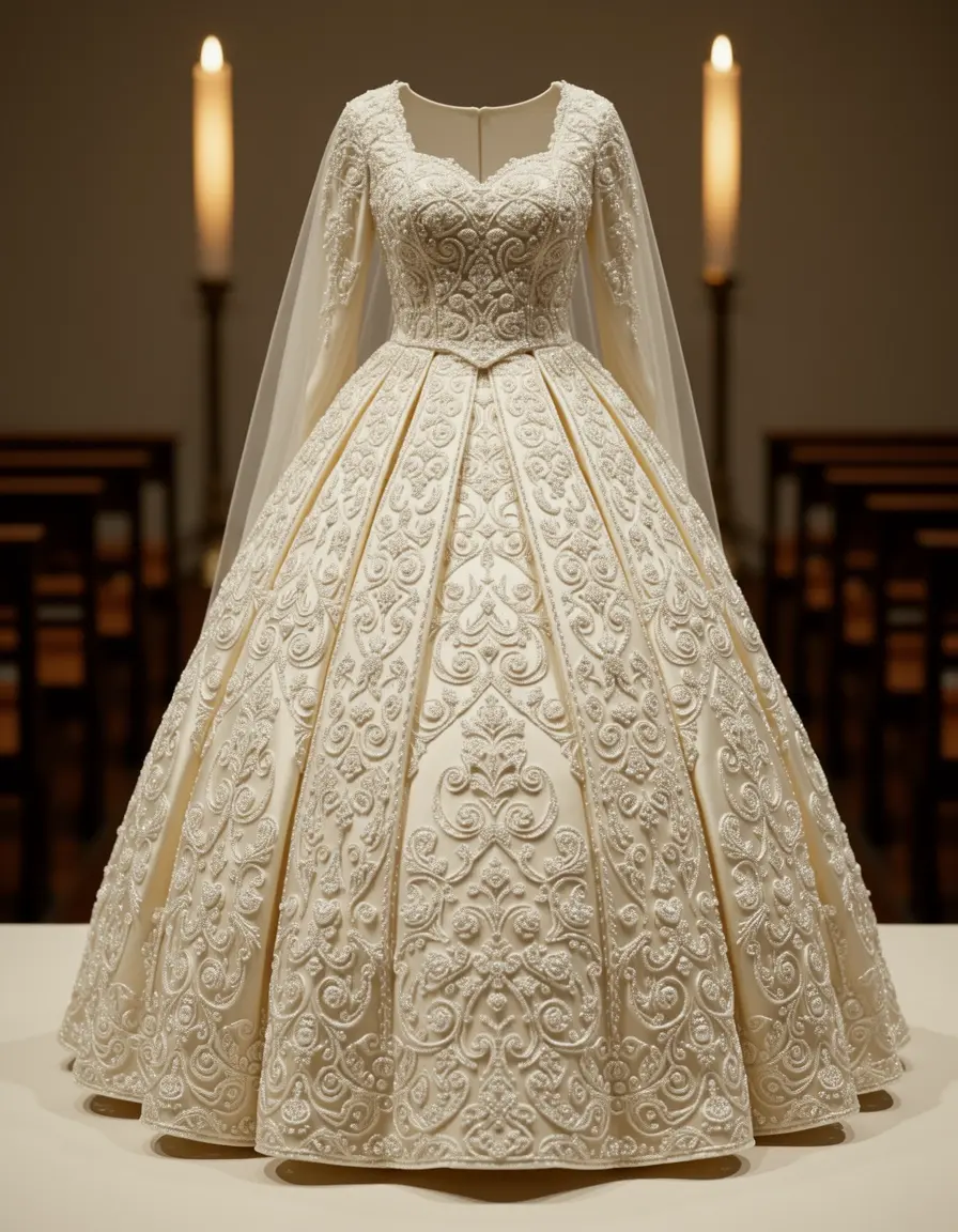 Vestido de comunión marfil con pedrería