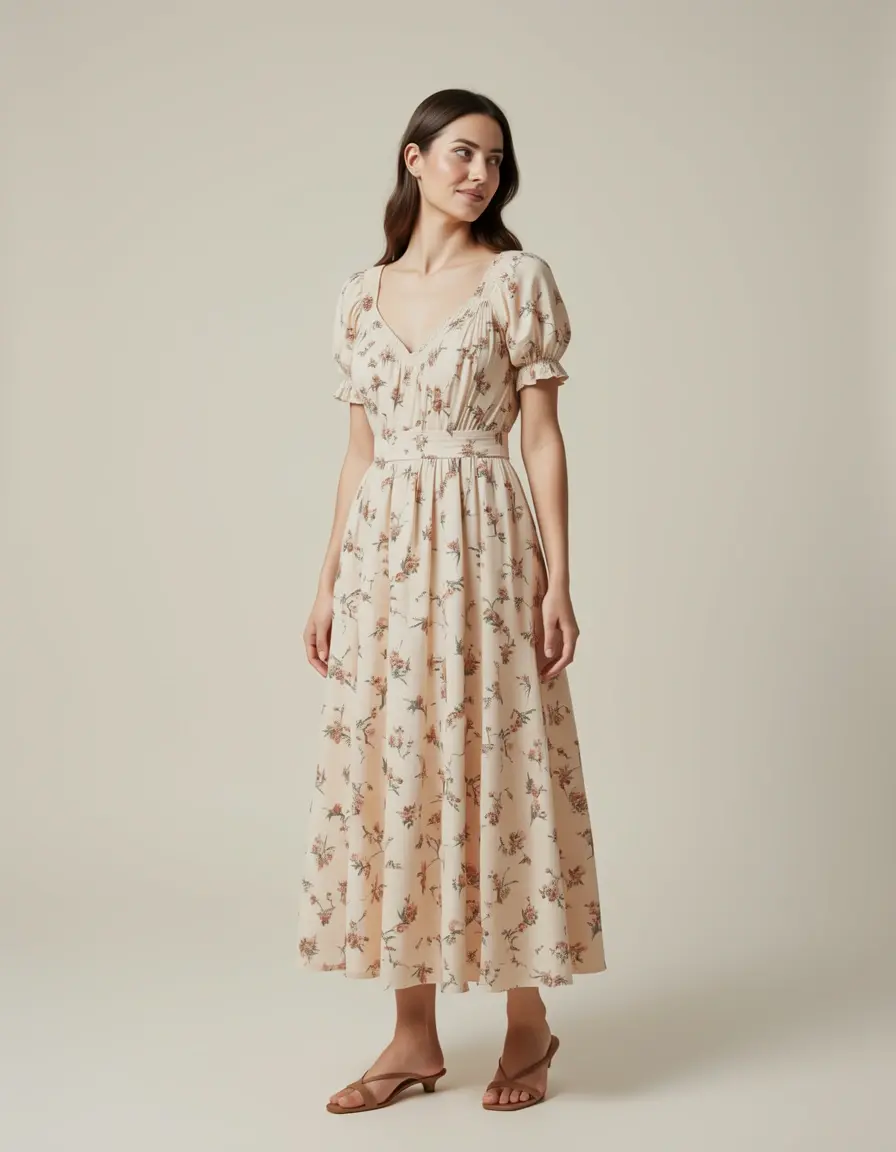 Vestido comunión estilo midi con flores