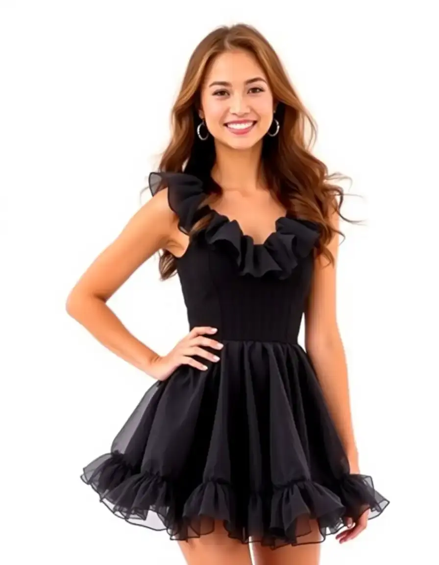 Vestido corto con volantes para fiesta