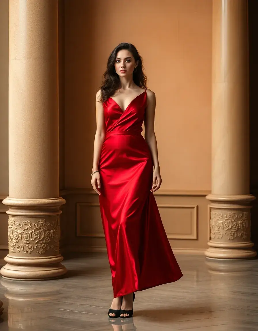Red Satin Dress vibrante para la última noche del año
