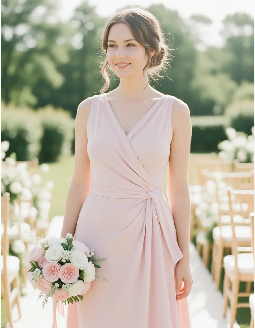 Vestido wrap en tono pastel