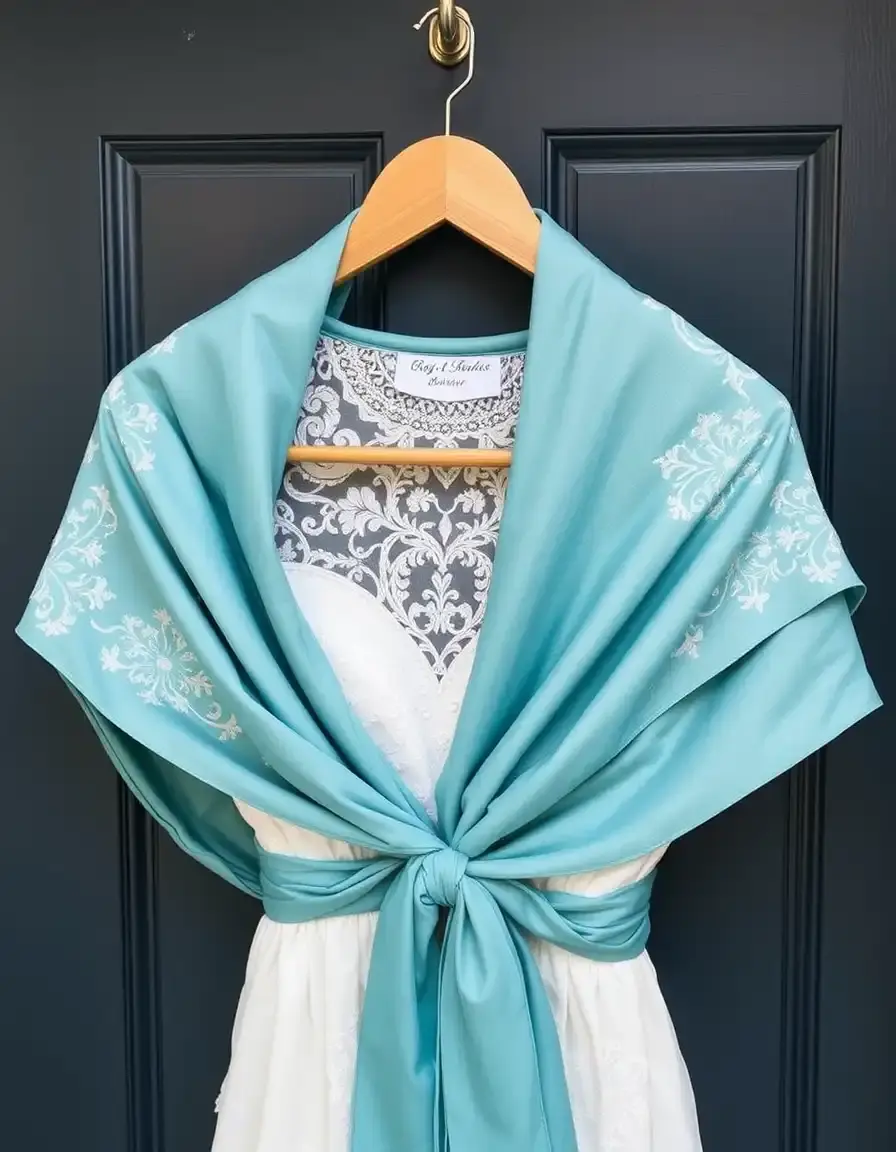 Wedding guest wrap in teal