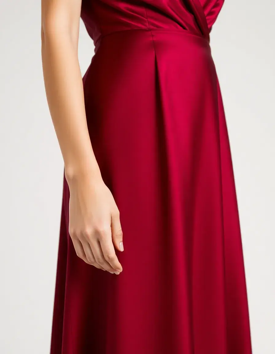 Wedding guest satin in burgundy