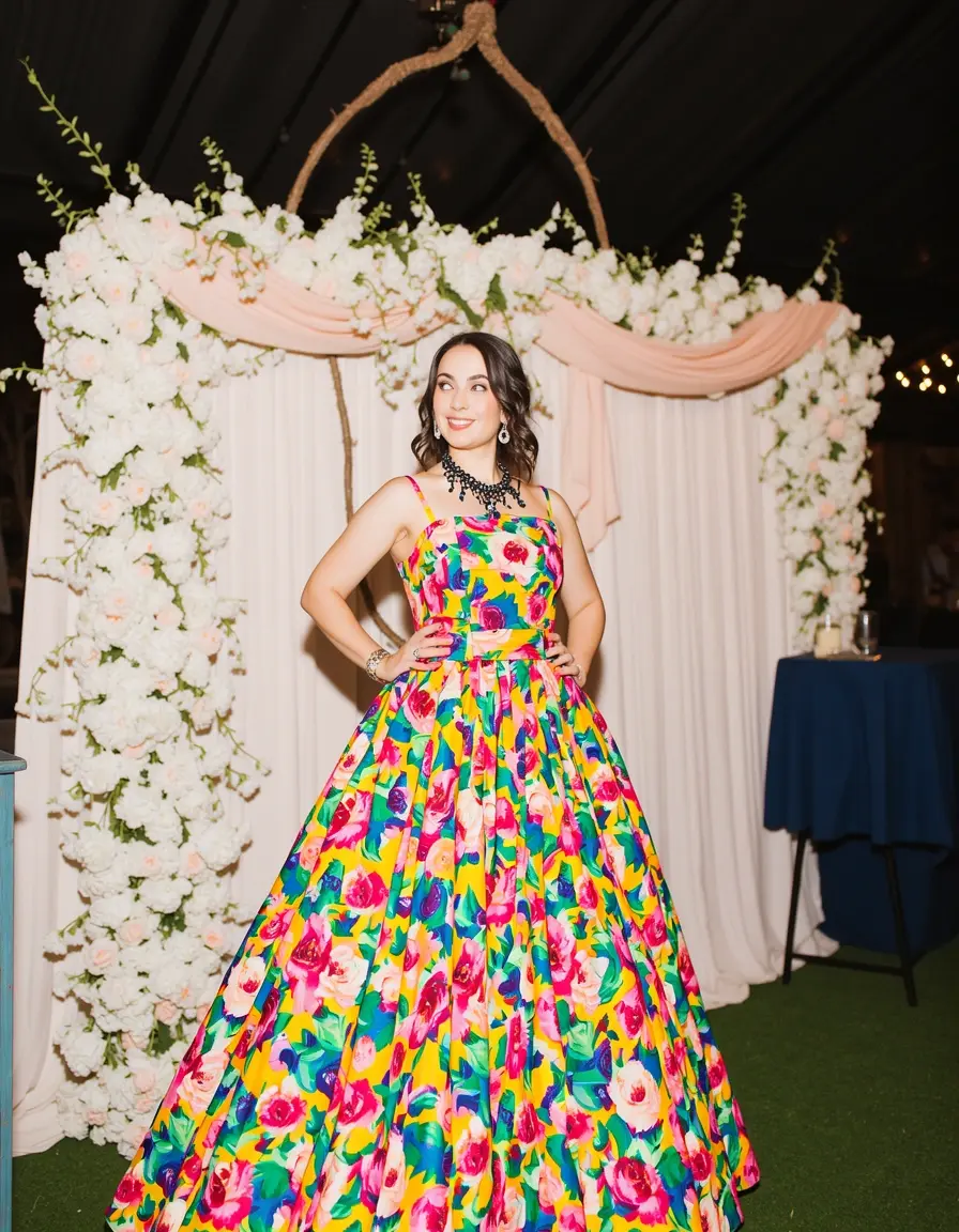Vibrant floral guest dress