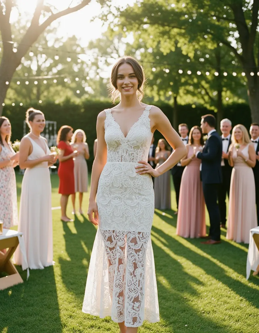 Elegant lace midi for guests