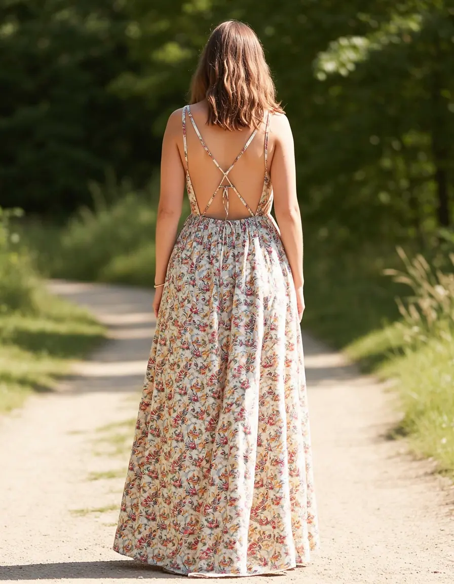 Vestido largo verano con tirantes en la espalda