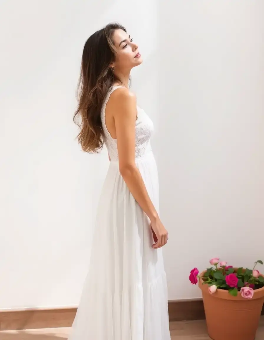 Vestido largo verano de encaje delicado