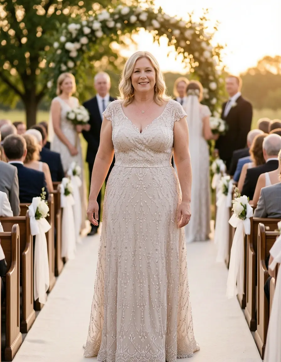 Vestido midi con pedrería para madre de comunión