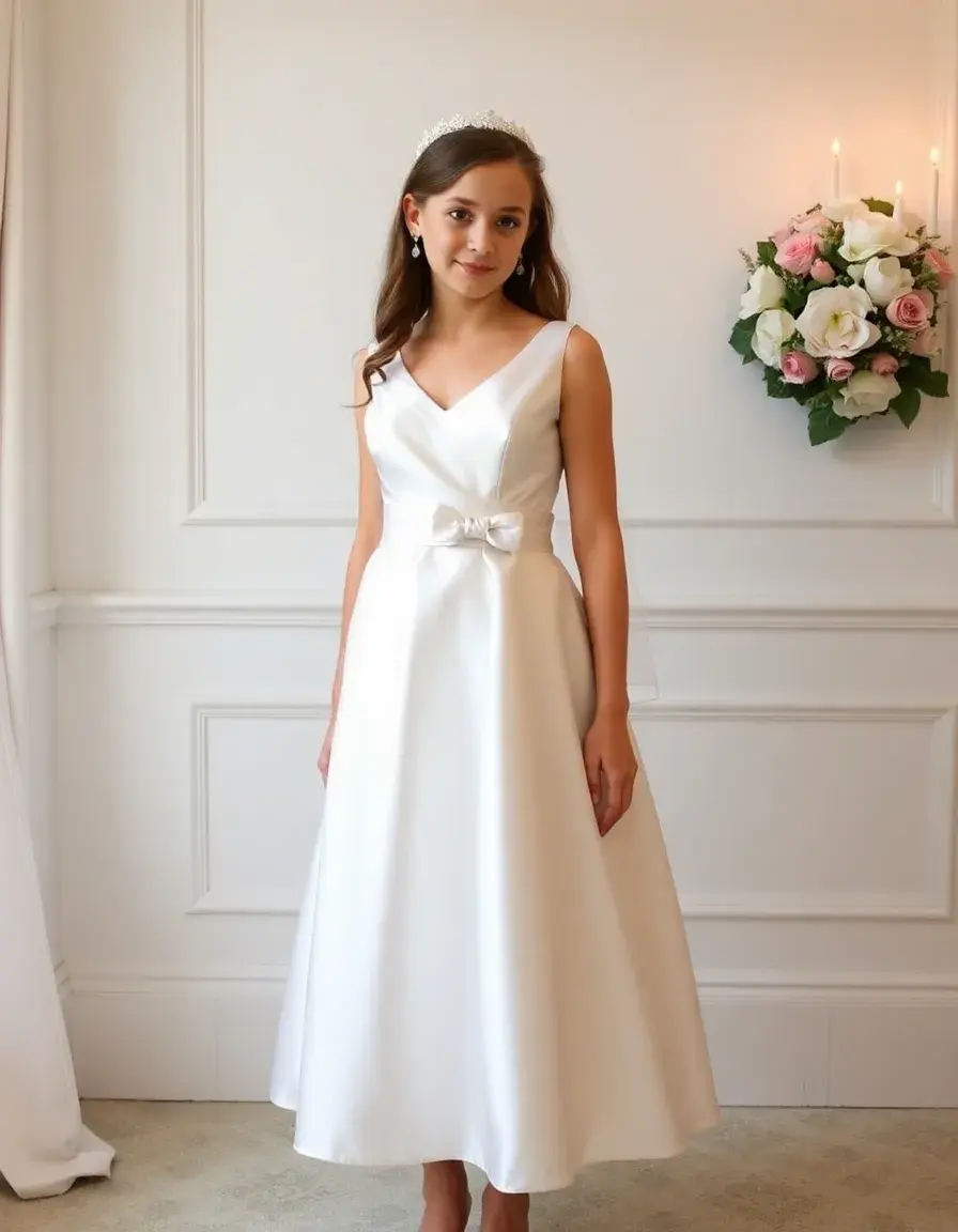 Vestido de satén elegante para comunión