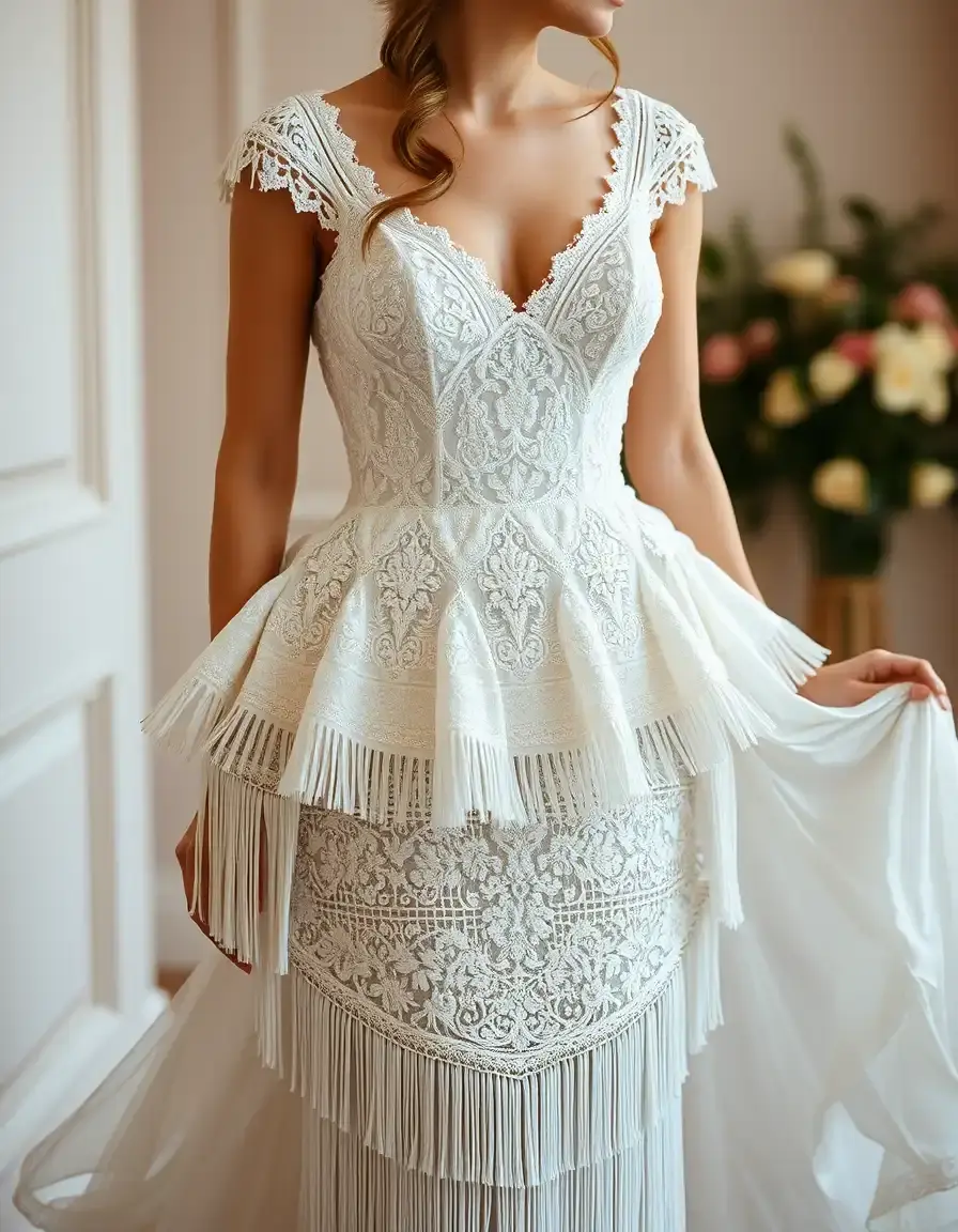 Vestido original invitada boda con flecos
