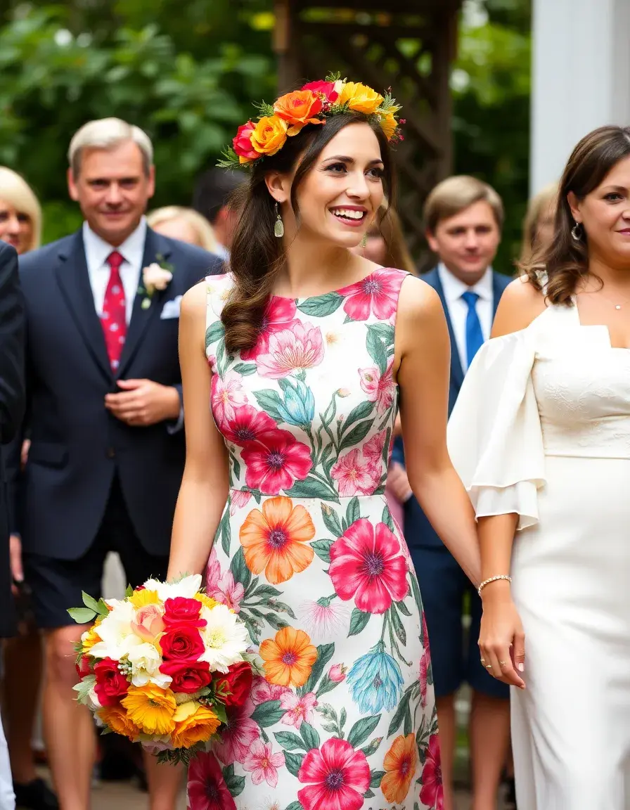 Vestido floral vibrante para invitadas