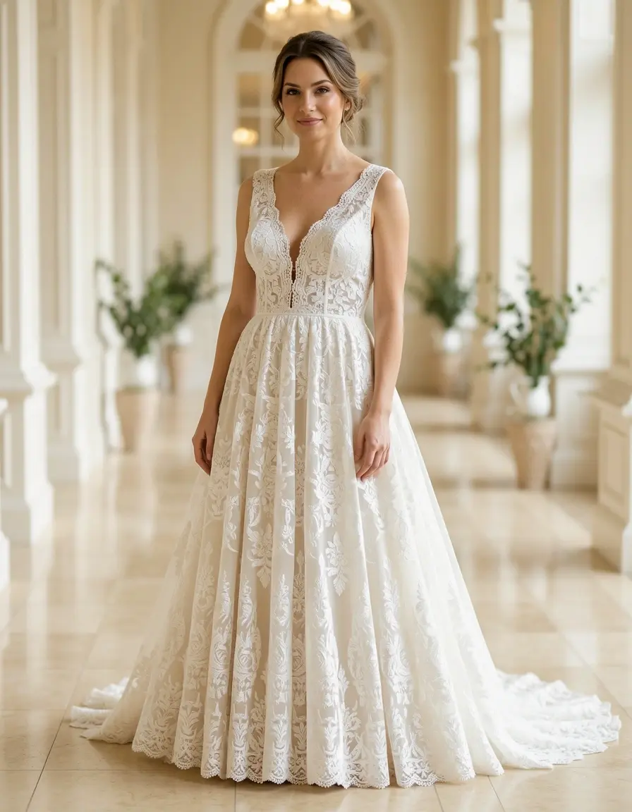 Vestido midi de encaje elegante
