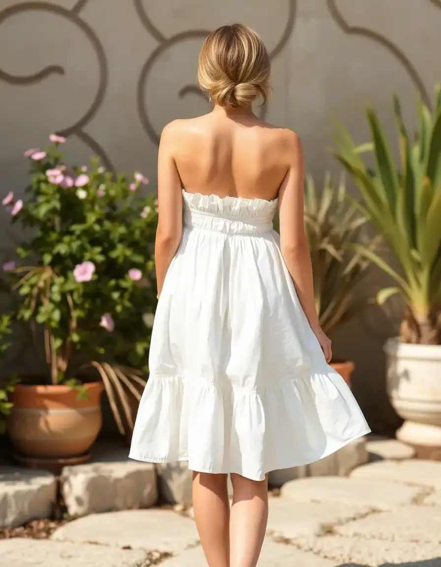 Vestido playero mujer blanco algodón sin tirantes
