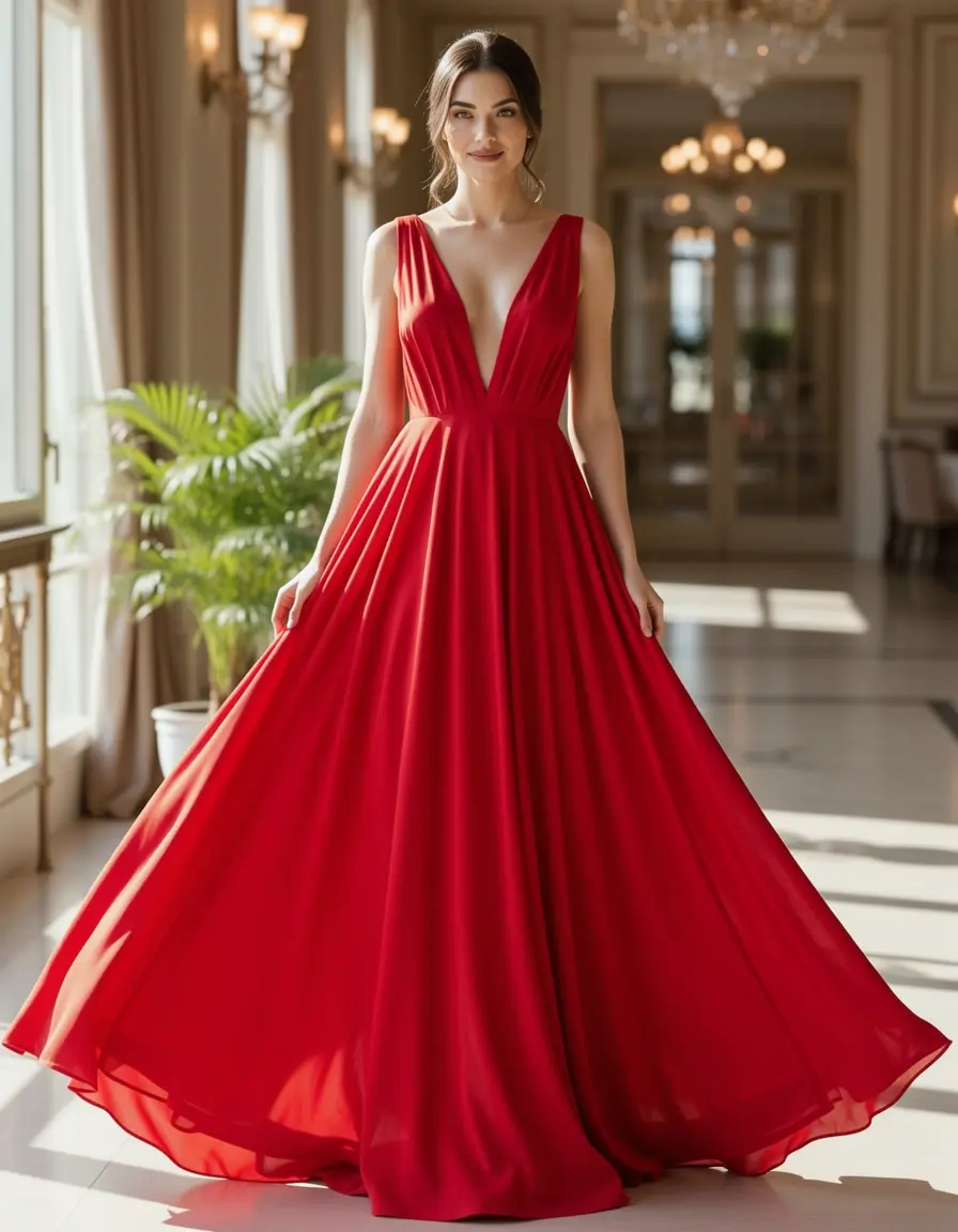 Red Maxi Evening Dress - Vestido rojo largo de noche