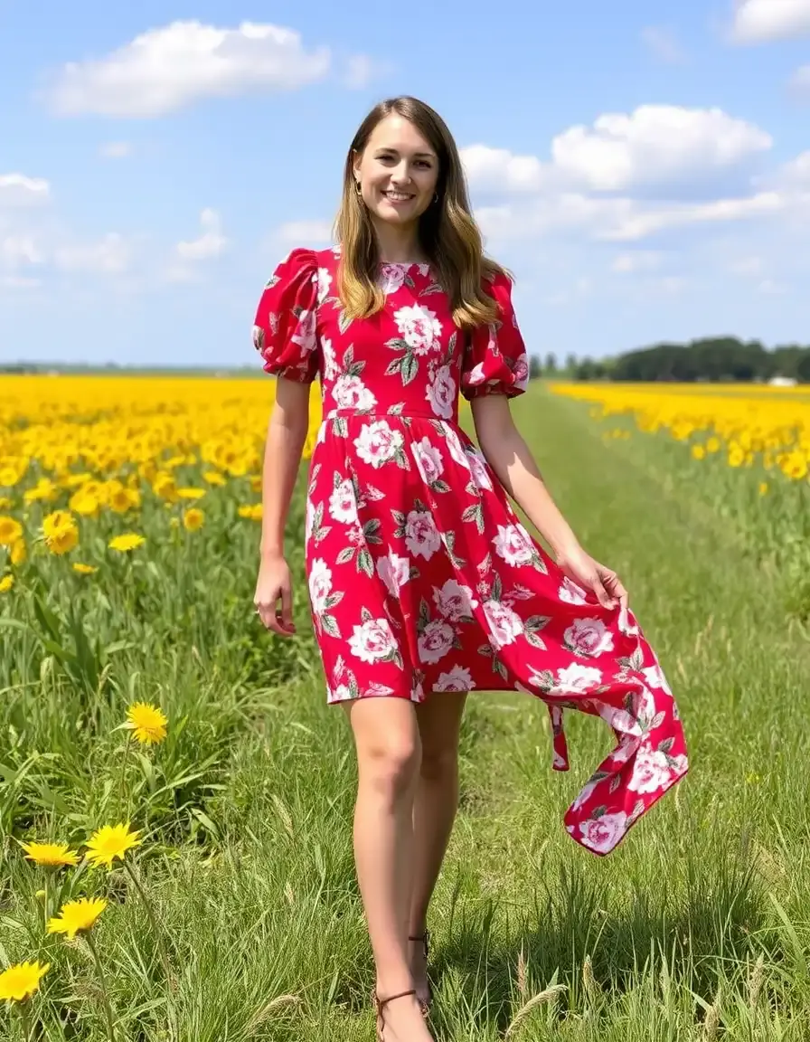 Red Floral Summer Dress - Vestido rojo de flores para verano