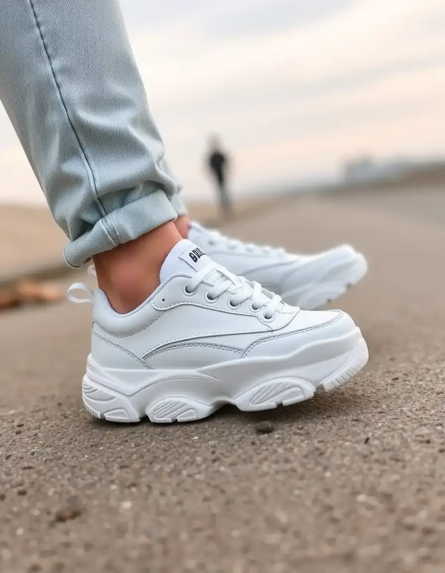 Zapatillas blancas chunky estilo retro