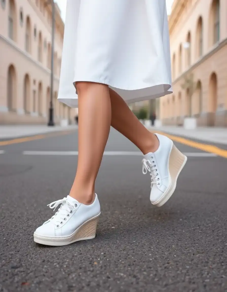 Zapatillas blancas con cuña mujer